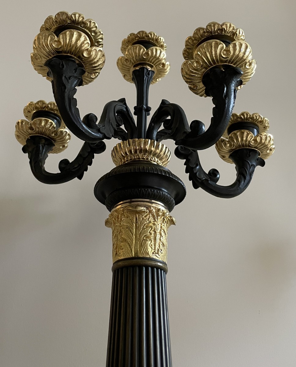 Pair Of Bronze Candelabra From The Restoration Period-photo-2