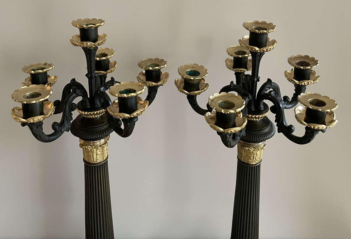 Pair Of Bronze Candelabra From The Restoration Period-photo-6