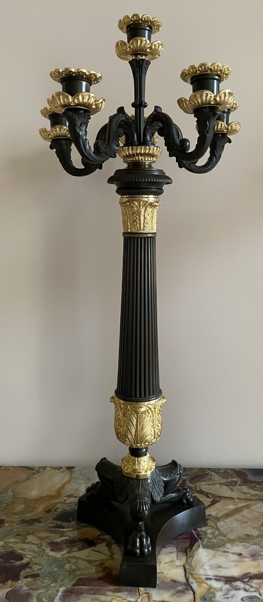 Pair Of Bronze Candelabra From The Restoration Period-photo-7