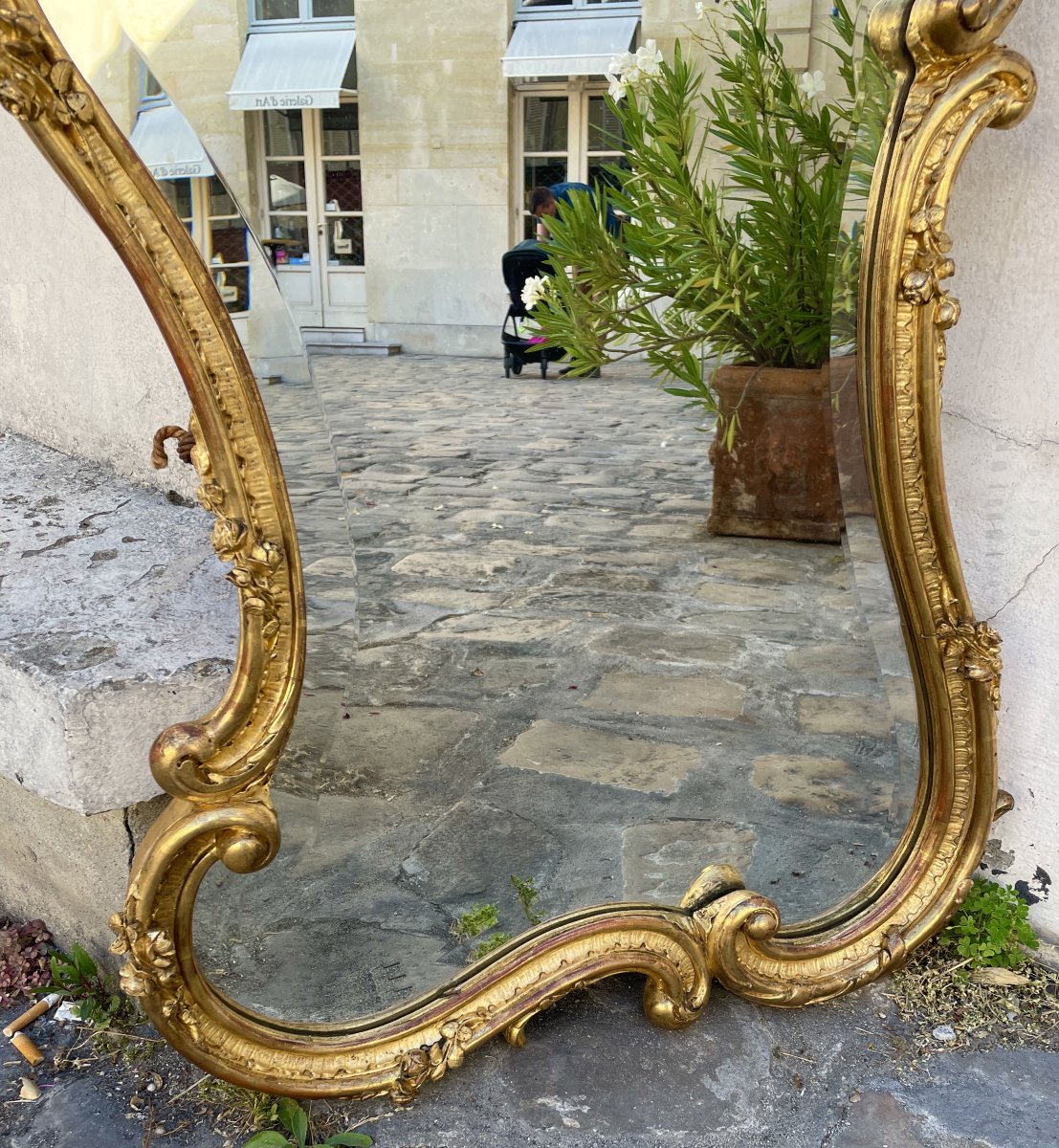 Rocaille Mirror, Carved And Gilded Wood-photo-3