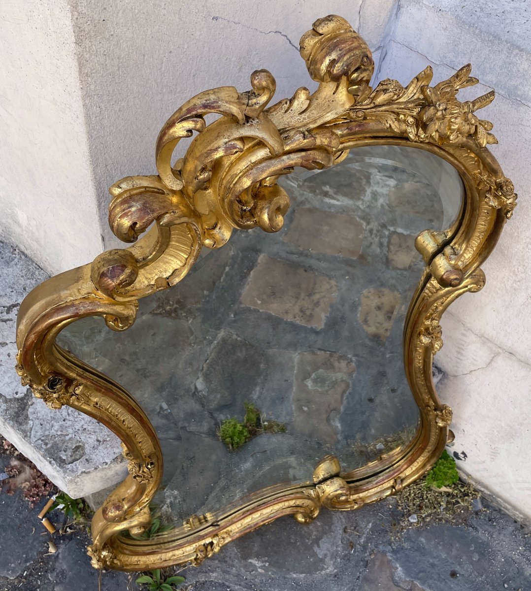 Rocaille Mirror, Carved And Gilded Wood-photo-5