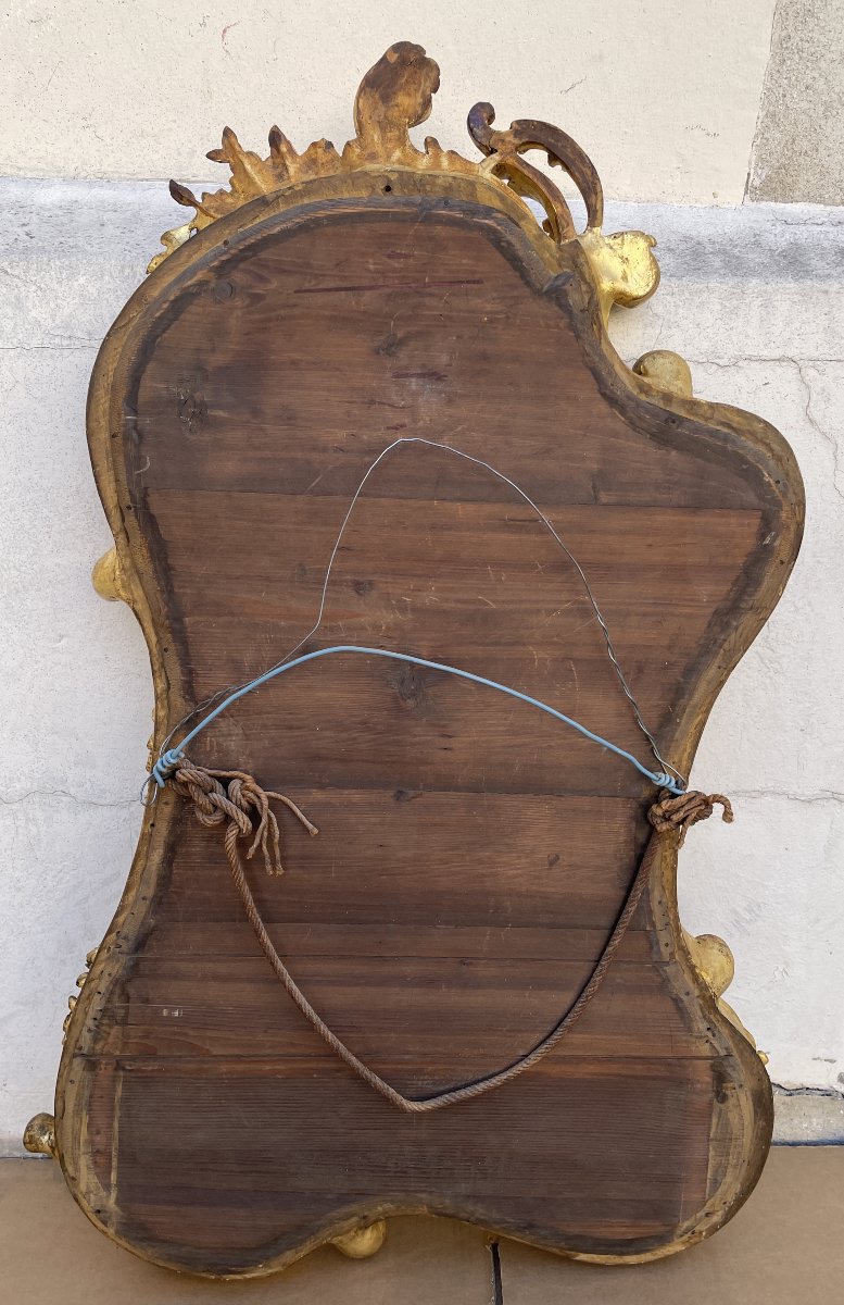 Rocaille Mirror, Carved And Gilded Wood-photo-6