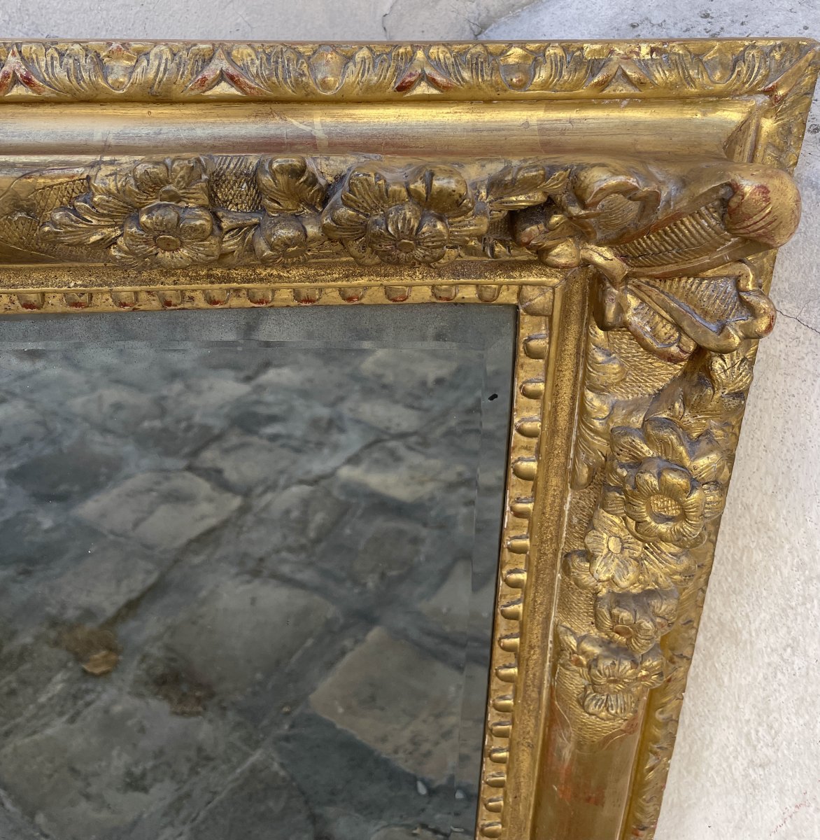 Antique Louis XIV-style Mirror In Carved And Gilded Wood-photo-4