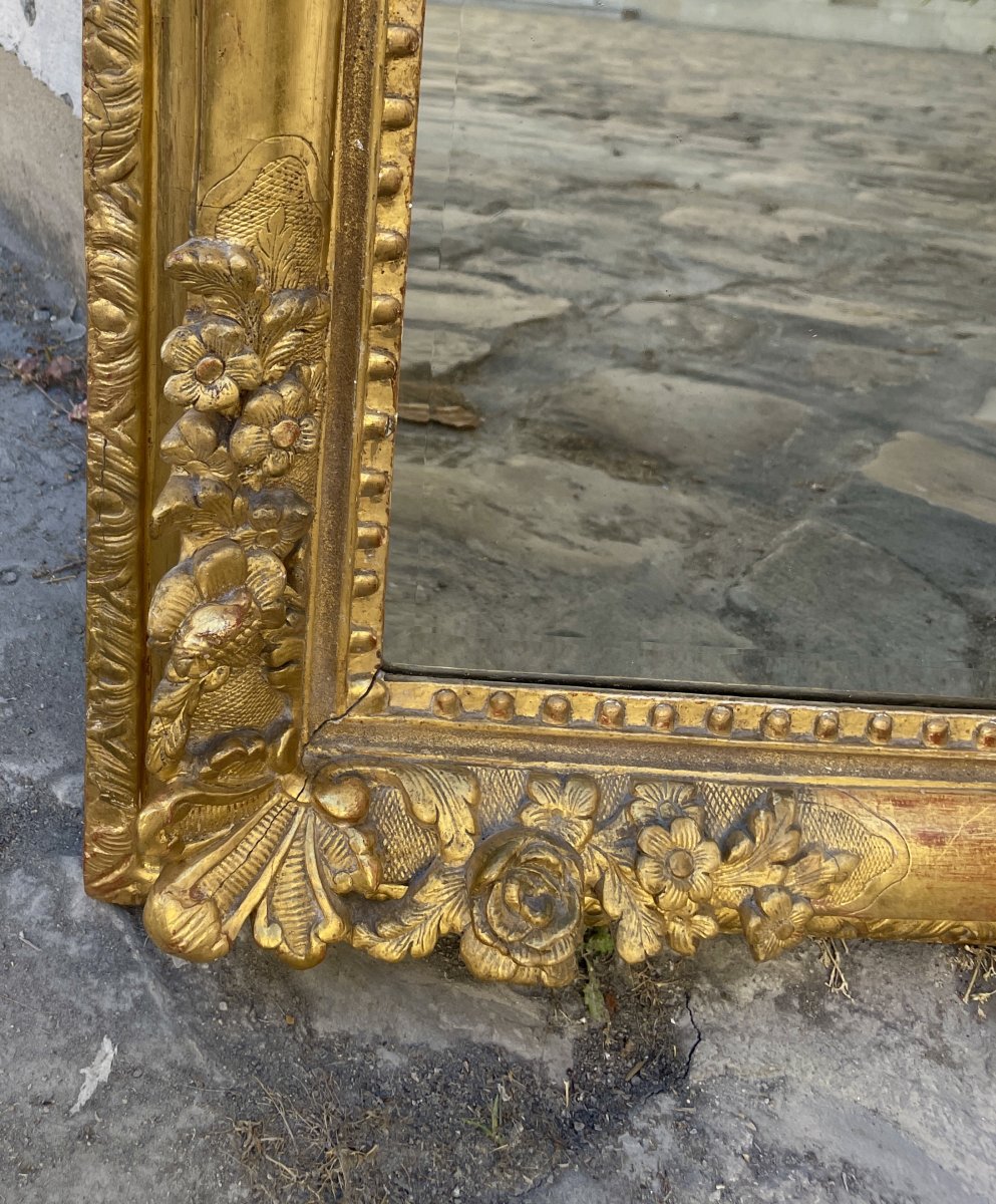 Antique Louis XIV-style Mirror In Carved And Gilded Wood-photo-1