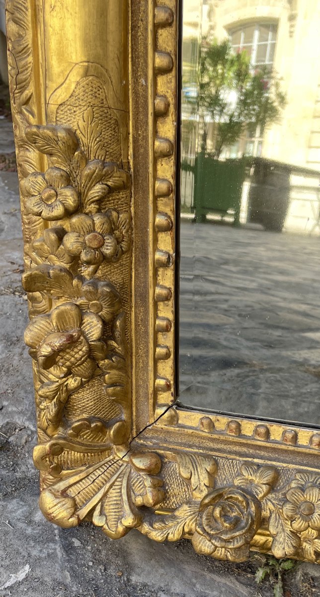 Antique Louis XIV-style Mirror In Carved And Gilded Wood-photo-4