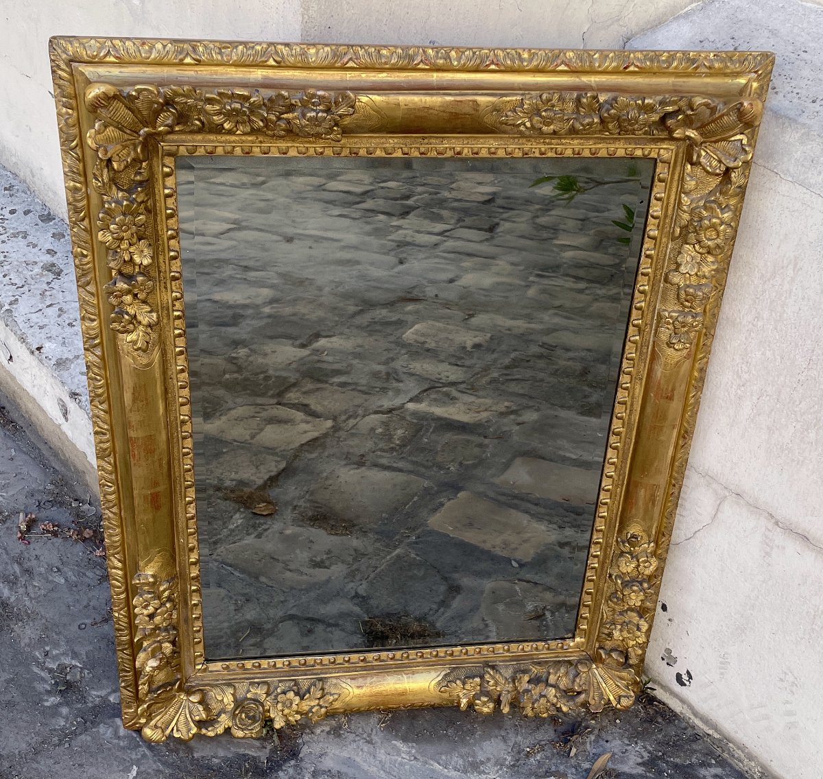 Antique Louis XIV-style Mirror In Carved And Gilded Wood-photo-5