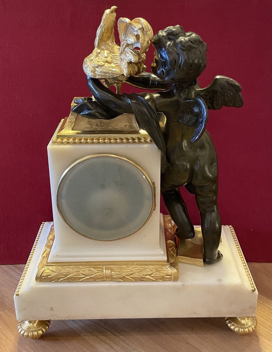 Louis XVI Clock, Made Of Bronze And Carrara Marble-photo-1