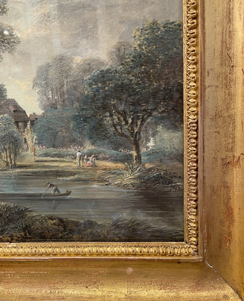 Painting. Gouache. 18th Century. Lively Landscape-photo-3
