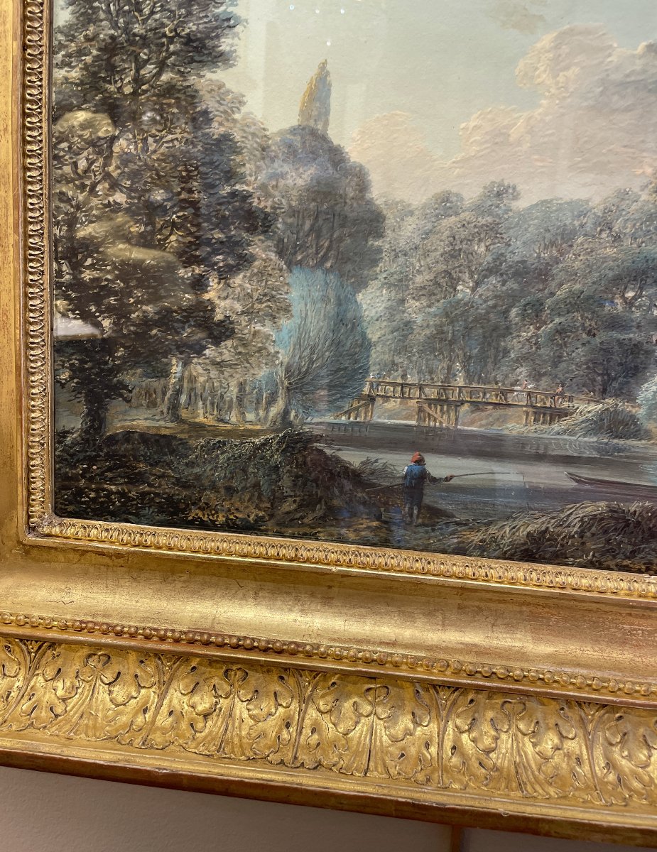 Painting. Gouache. 18th Century. Lively Landscape-photo-4