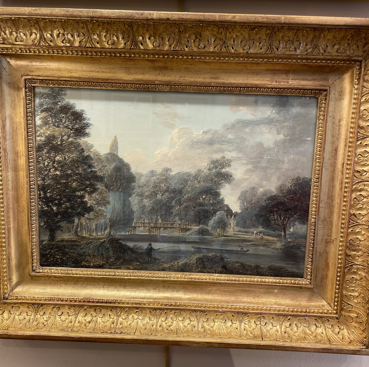 Painting. Gouache. 18th Century. Lively Landscape-photo-1