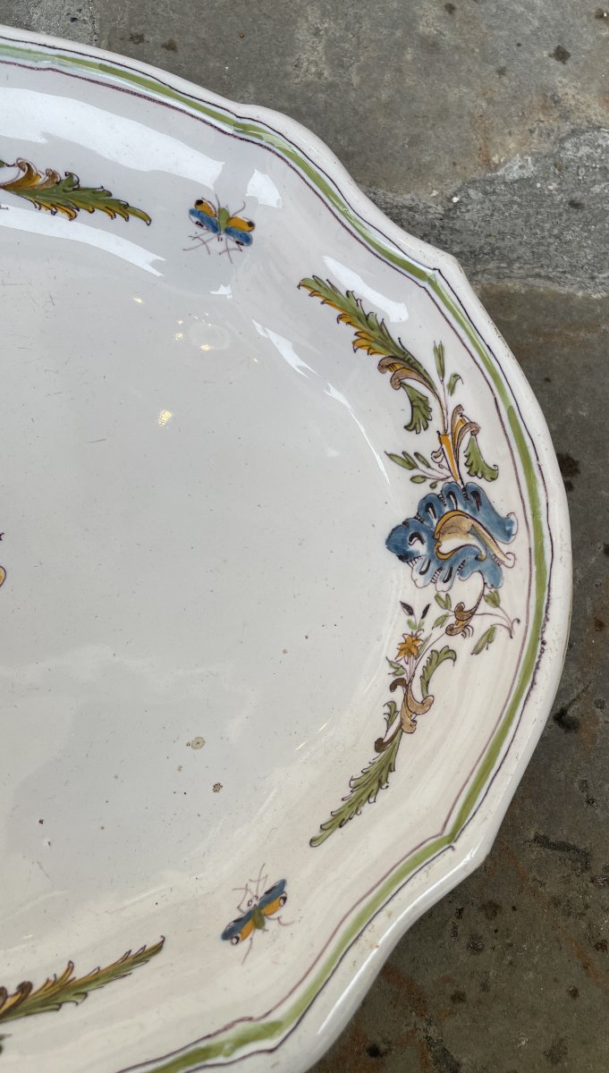 Oval Dish With Banners, Made Of 18th-century Moustiers Earthenware. -photo-3