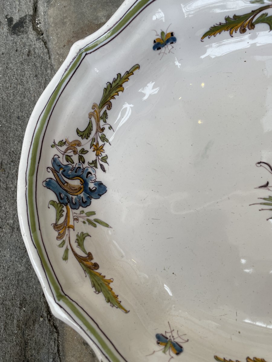 Oval Dish With Banners, Made Of 18th-century Moustiers Earthenware. -photo-5