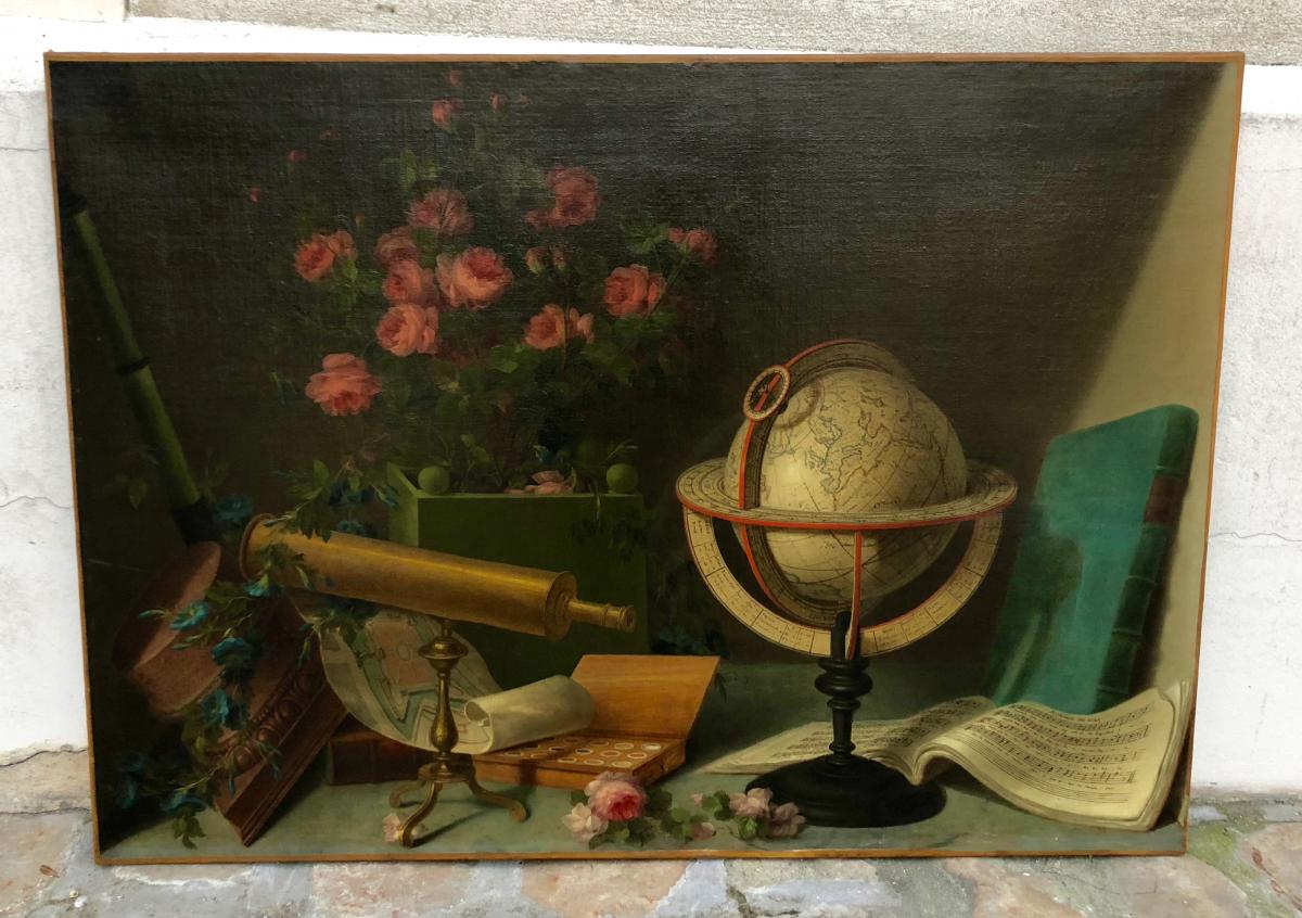Tableau . Louis Tessier : Nature morte . Les Arts Et Les Sciences :
