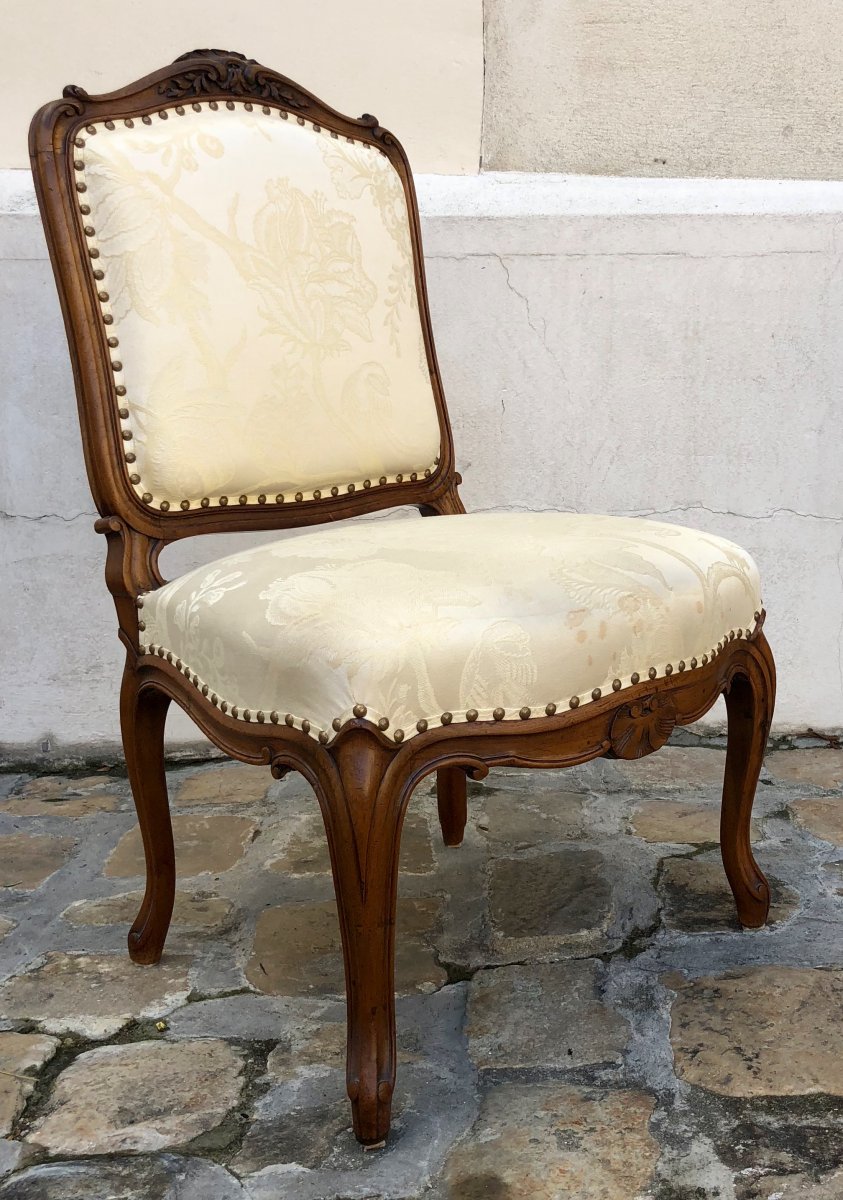 Pair Of Chairs Louis XV Flat Back To The Queen-photo-4