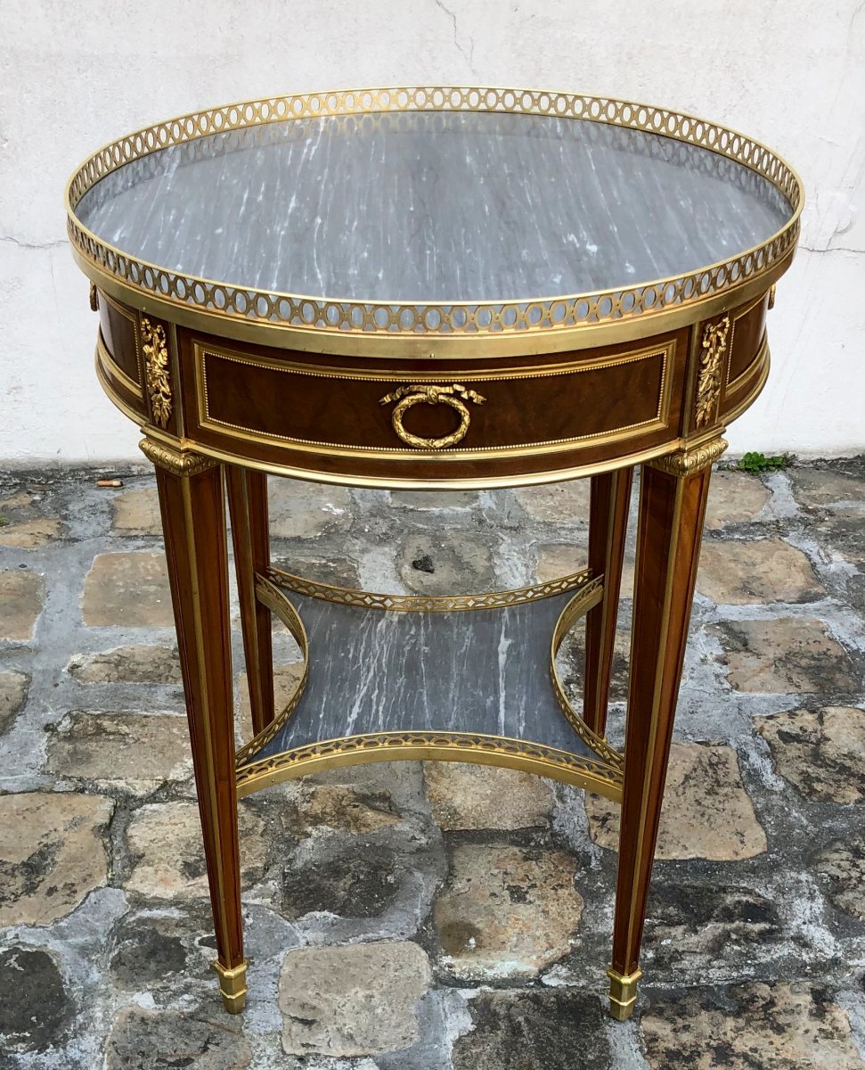 Louis XVI Pedestal Table, Signed Durand-photo-2