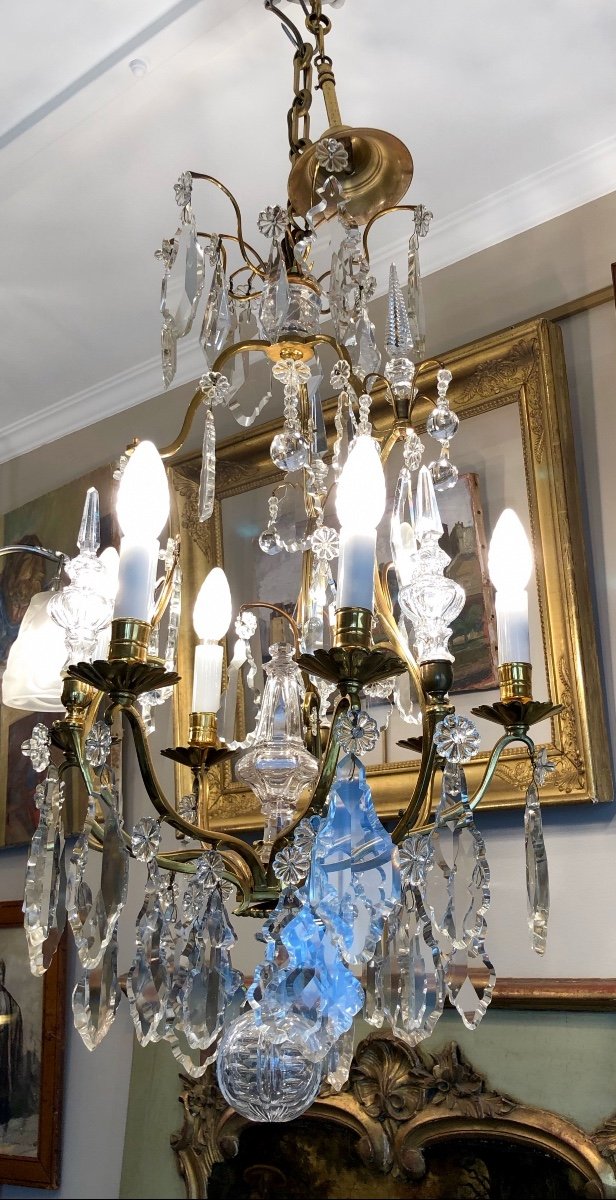 Lustre Cage Louis XV, En Cristal-photo-2