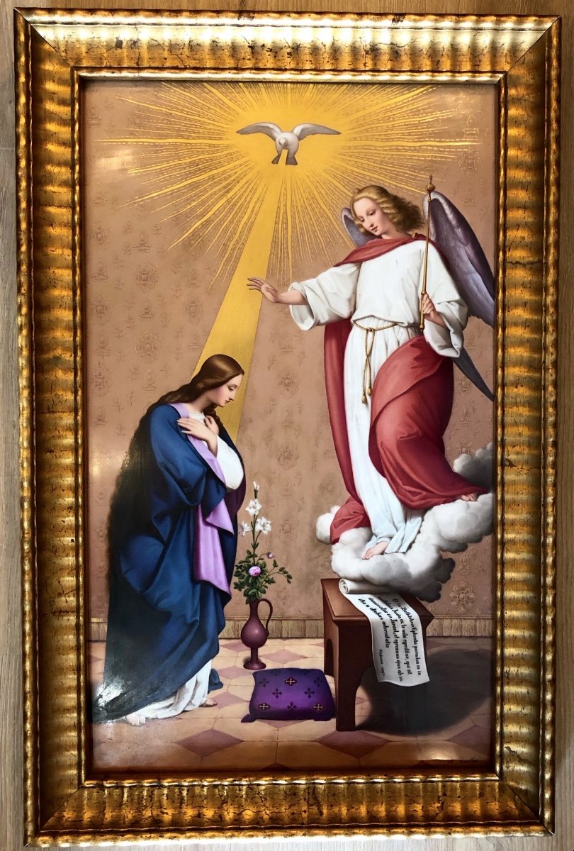 Porcelain Plate: The Visitation. Signed Ch. Beuthe-photo-4
