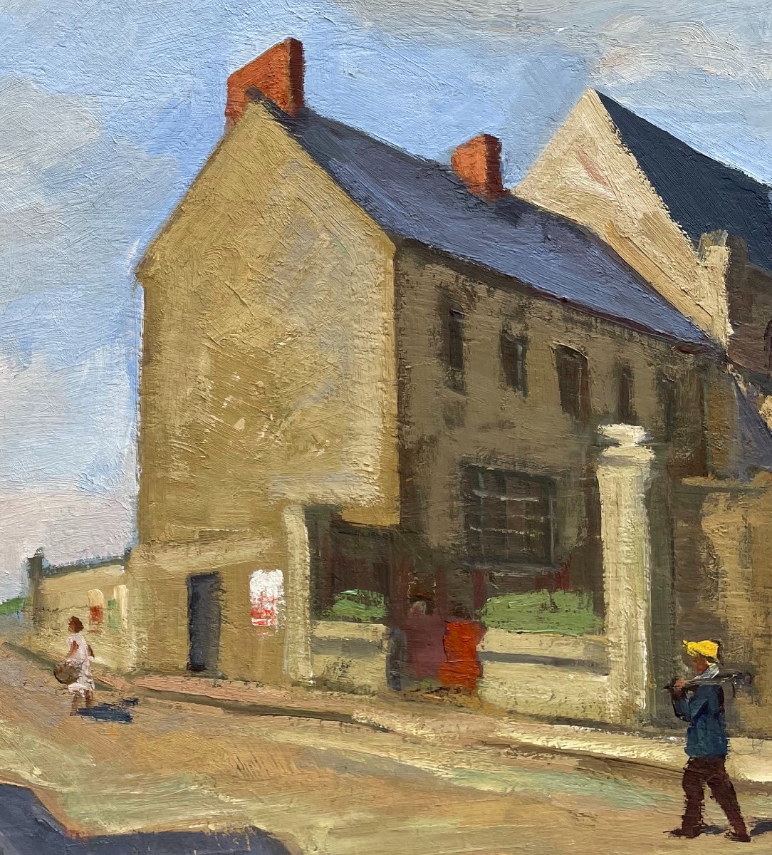  Louis Peyré . Huile Sur Toile . Rue De l'église-photo-3