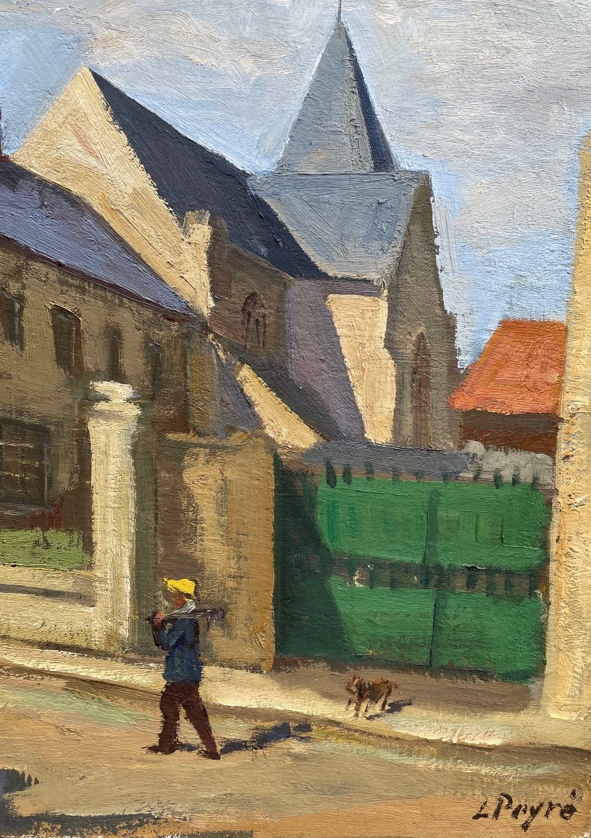  Louis Peyré . Huile Sur Toile . Rue De l'église-photo-2