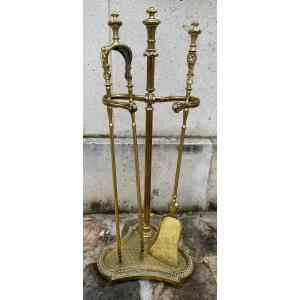 Fireplace Servant. Louis XVI Bronze Fireplace Kit