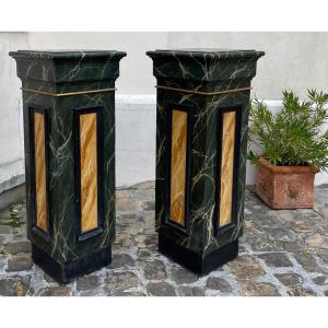 Pair Of Large Louis XVI Sheaths, In Painted Wood.