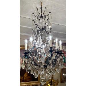 Louis XV Cage Chandelier, In Crystal