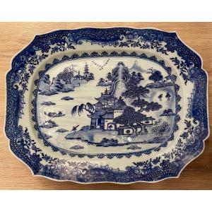 Plat  Qianlong. Porcelaine De Chine Bleu Blanc 18e Siècle