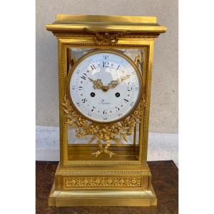 Louis XVI Cage Clock In Gilt Bronze