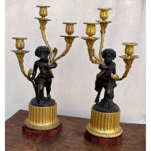 Pair Of Louis XVI Candelabra, After Clodion