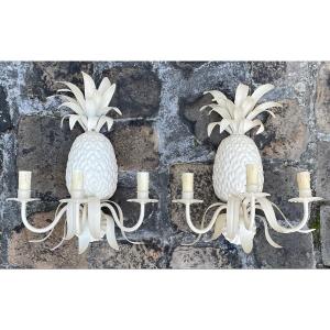 Pair Of Pineapple Sconces