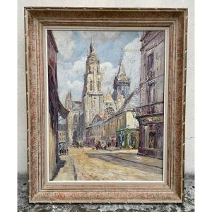 Painting. Oil On Panel . Evreux Cathedral