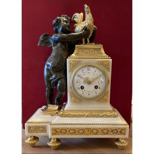 Louis XVI Clock, Made Of Bronze And Carrara Marble