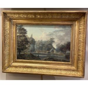 Painting. Gouache. 18th Century. Lively Landscape
