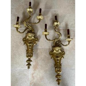 Large Pair Of Regency Wall Lights 