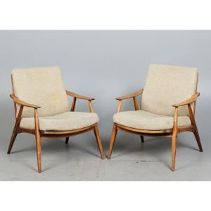 Pair Of German Armchairs In Rope And Fabrics