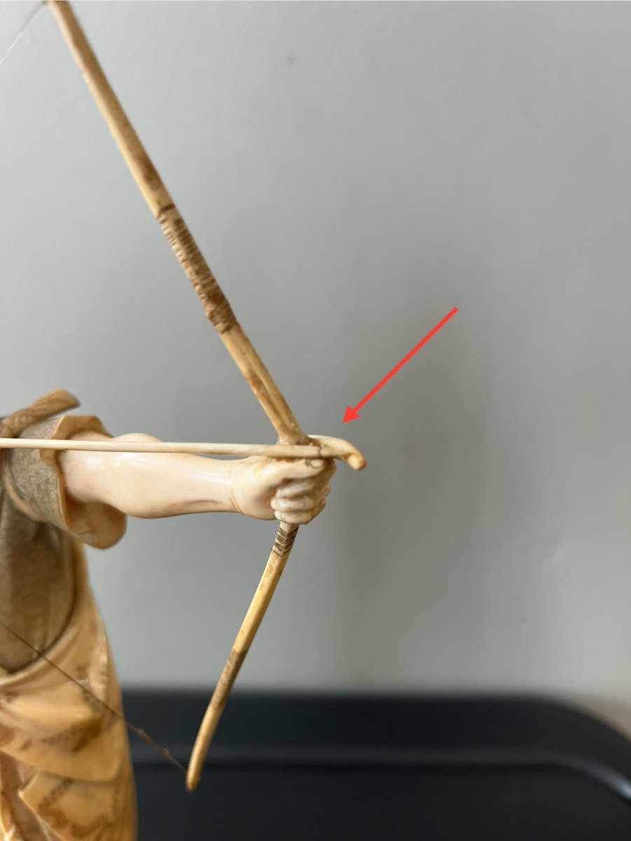 Okimono In Ivory - Samurai Archer - Meiji Period - 19th Century - 25cm-photo-5
