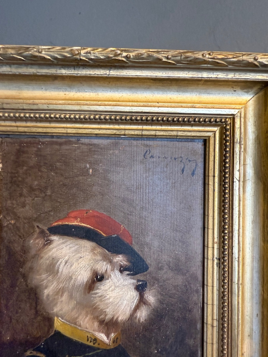 Amédée De Carenza - Painting Portrait Of A Military Dog Hsp-photo-2