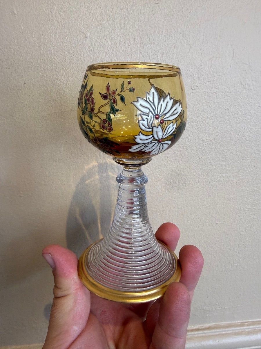 Alphonse Giboin - Set Of 3 Enamelled Glasses - 1900-photo-1