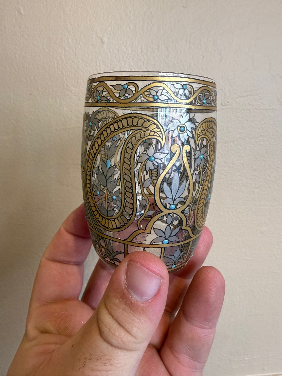 Alphonse Giboin - Set Of 3 Enamelled Glasses - 1900-photo-7