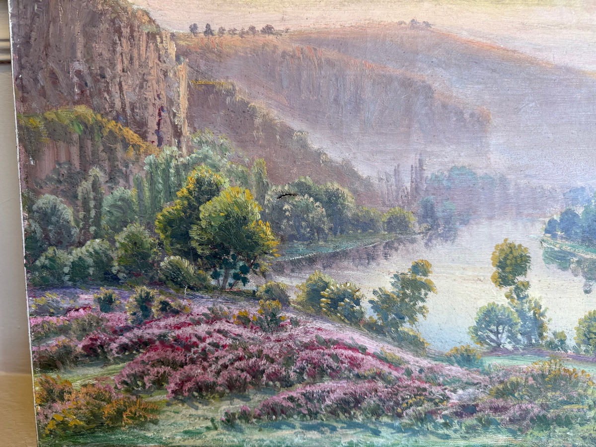 Gaston Anglade (1854-1929) - Heather Landscape - Oil On Canvas-photo-1