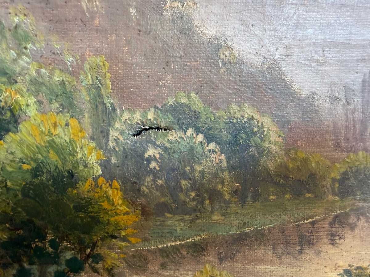 Gaston Anglade (1854-1929) - Heather Landscape - Oil On Canvas-photo-3
