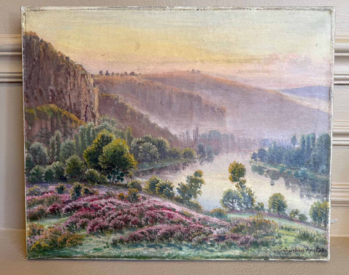Gaston Anglade (1854-1929) - Heather Landscape - Oil On Canvas