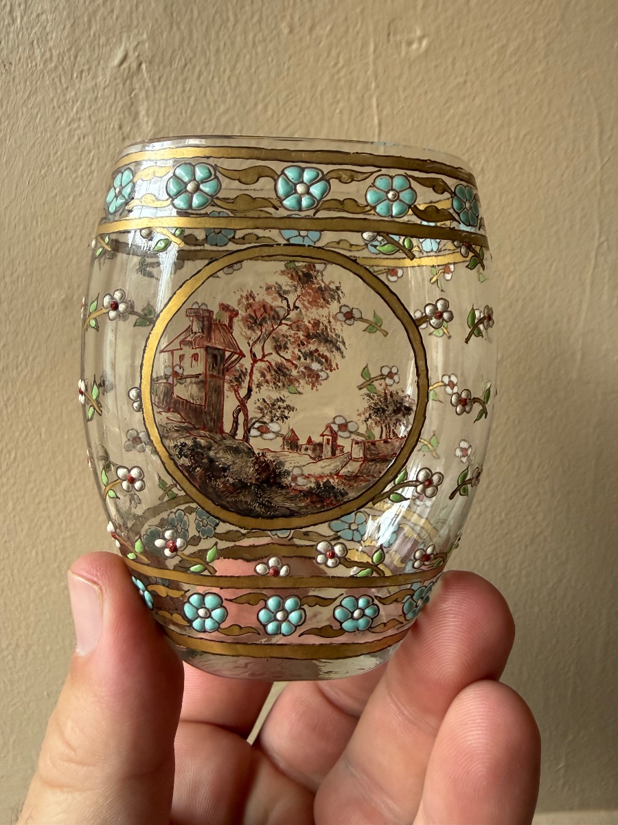 Alphonse Giboin - Series Of 3 Enamelled Glass Pieces - 1900-photo-2