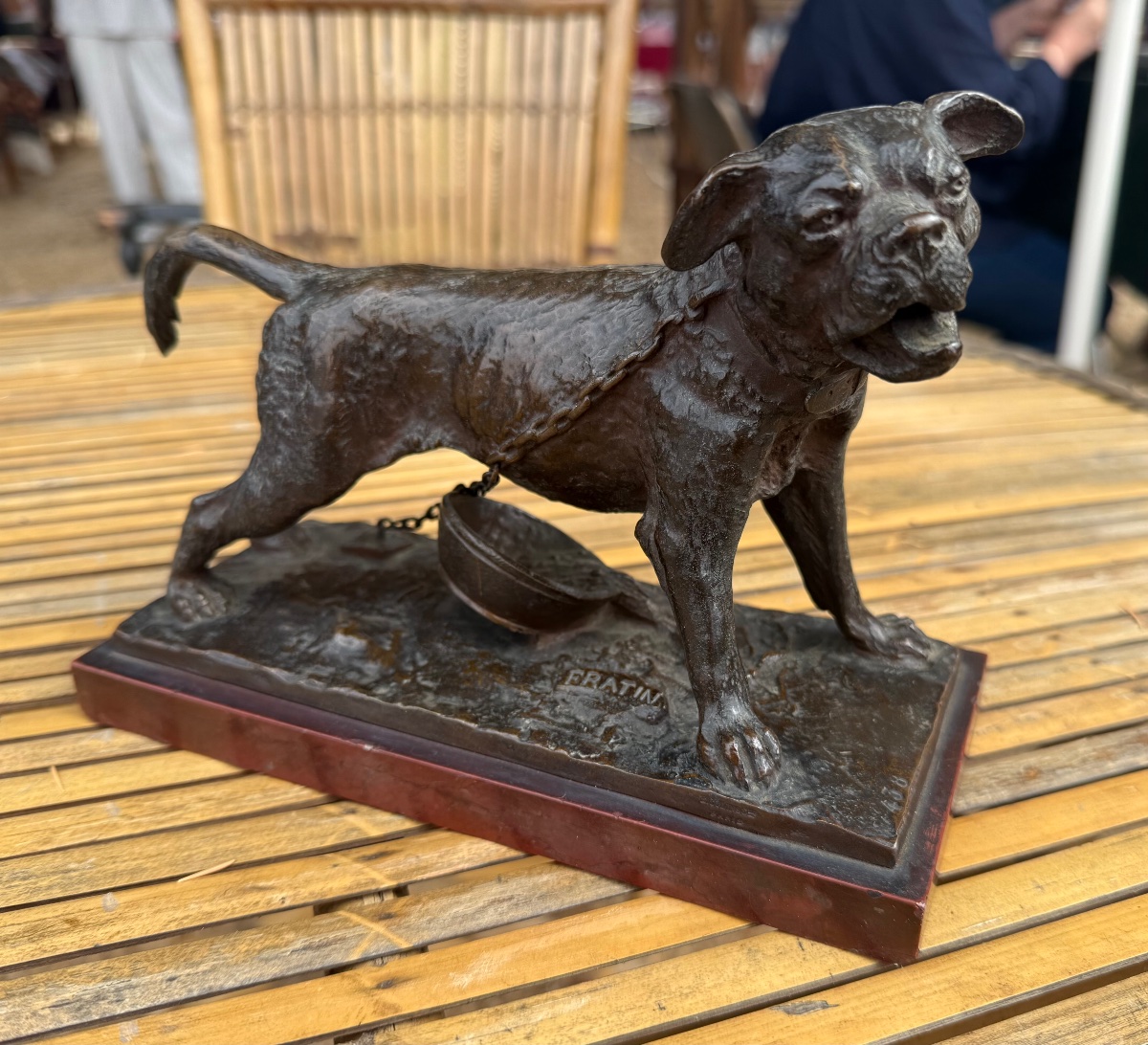 Christophe FRATIN - Bronze - Bouledogue Enchainé XIXeme - Fondeur Collin -photo-1