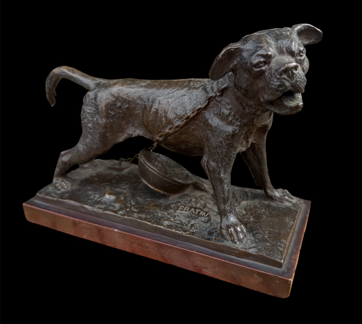 Christophe FRATIN - Bronze - Bouledogue Enchainé XIXeme - Fondeur Collin 