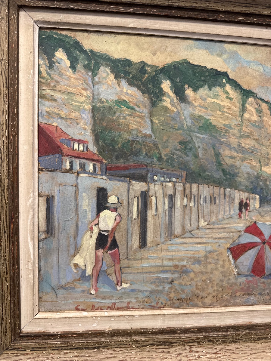 Painting - Hsc Beach Scene “the Ocean” - Circa 1940–50-photo-2