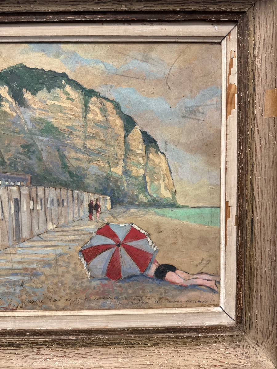 Painting - Hsc Beach Scene “the Ocean” - Circa 1940–50-photo-3
