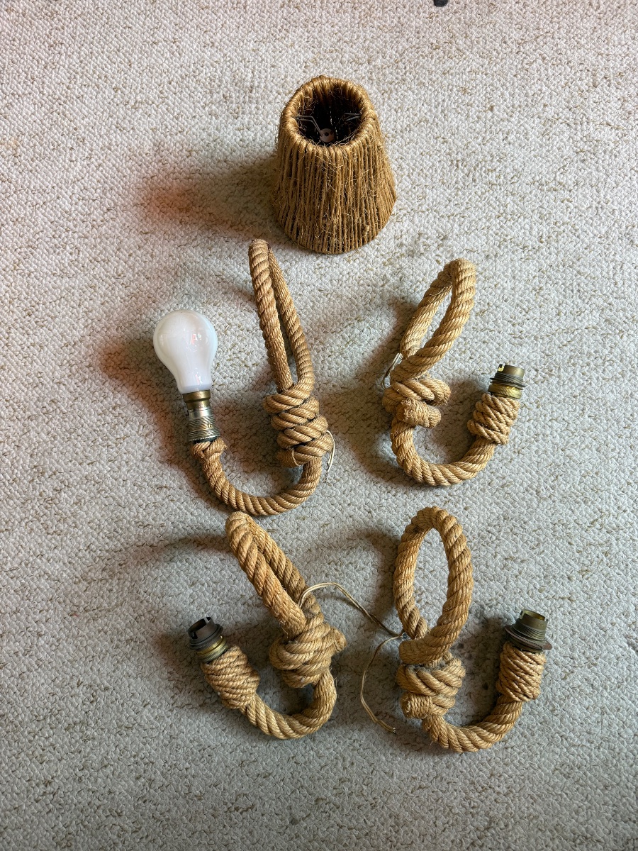 Audoux Minet - Set Of 4 Rope Wall Sconces, 1950-photo-3
