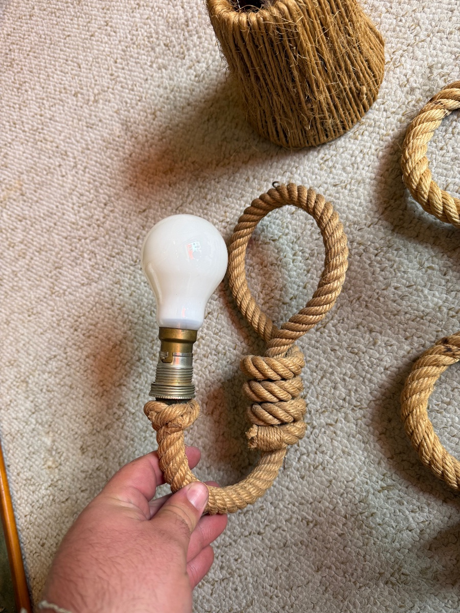 Audoux Minet - Set Of 4 Rope Wall Sconces, 1950-photo-3