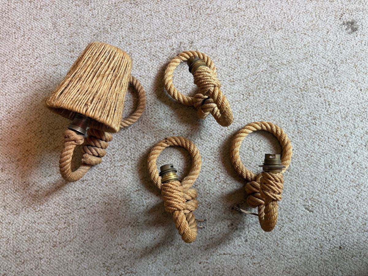 Audoux Minet - Set Of 4 Rope Wall Sconces, 1950